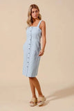 SO ME Button Down Pocket Front Pinafore Dress - Trendsi