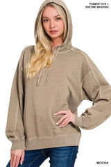 Zenana French Terry Pigment Dye & Enzyme Washing Hoodie - Trendsi - Flyclothing LLC