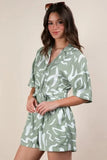 VERY J Oversized Printed Button Down Resort Romper - Trendsi