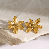 Stainless Steel Flower Earrings - Trendsi