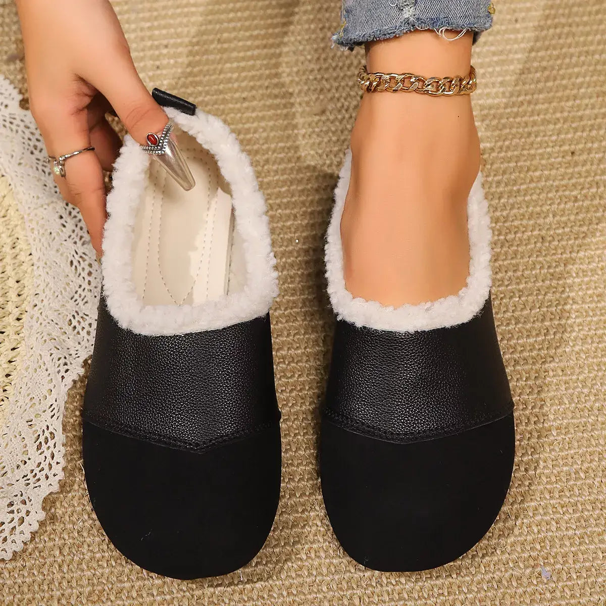 Plush-Lined Slip-Ons - Trendsi - Flyclothing LLC