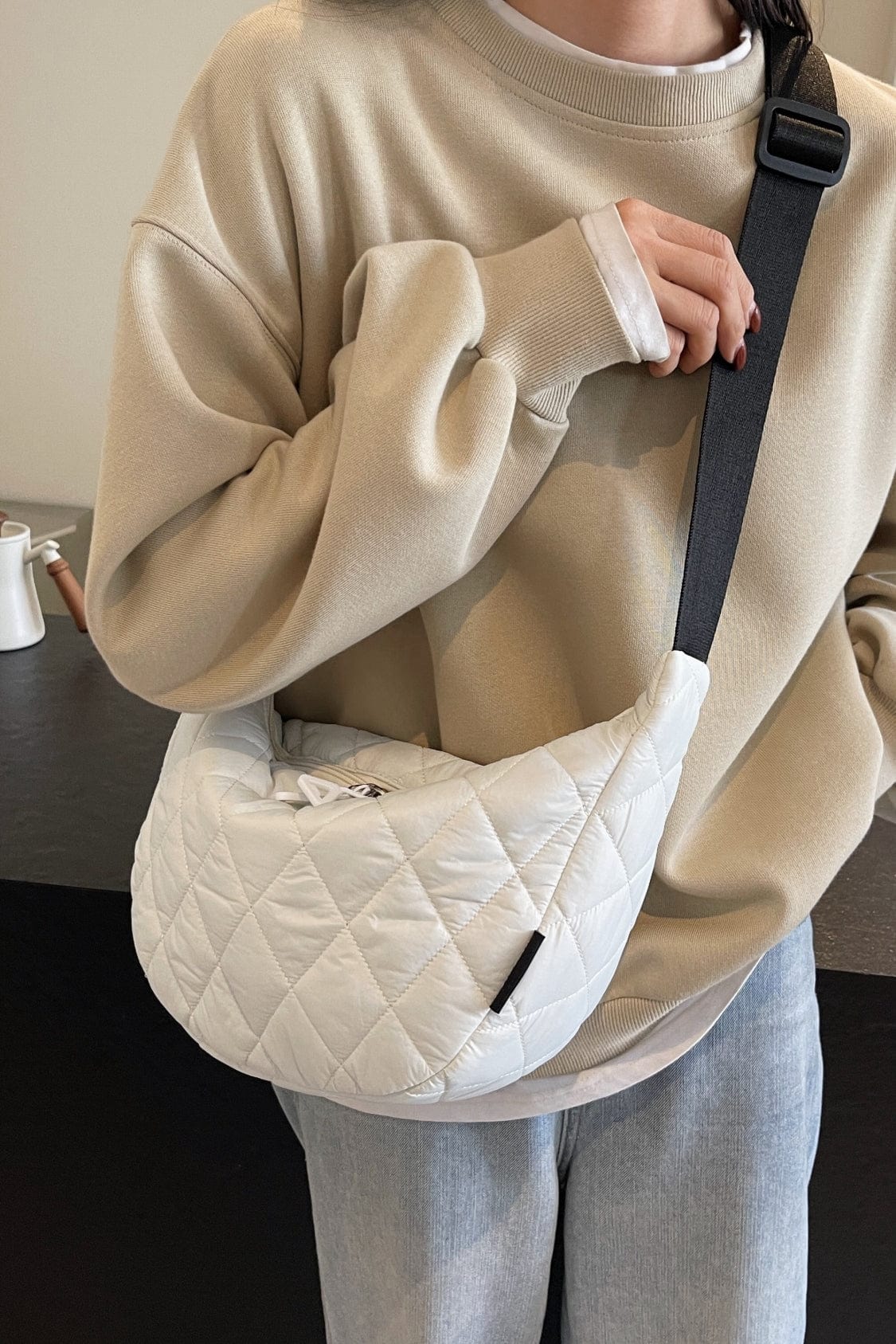 Quilted Adjustable Strap Crossbody Bag - Trendsi