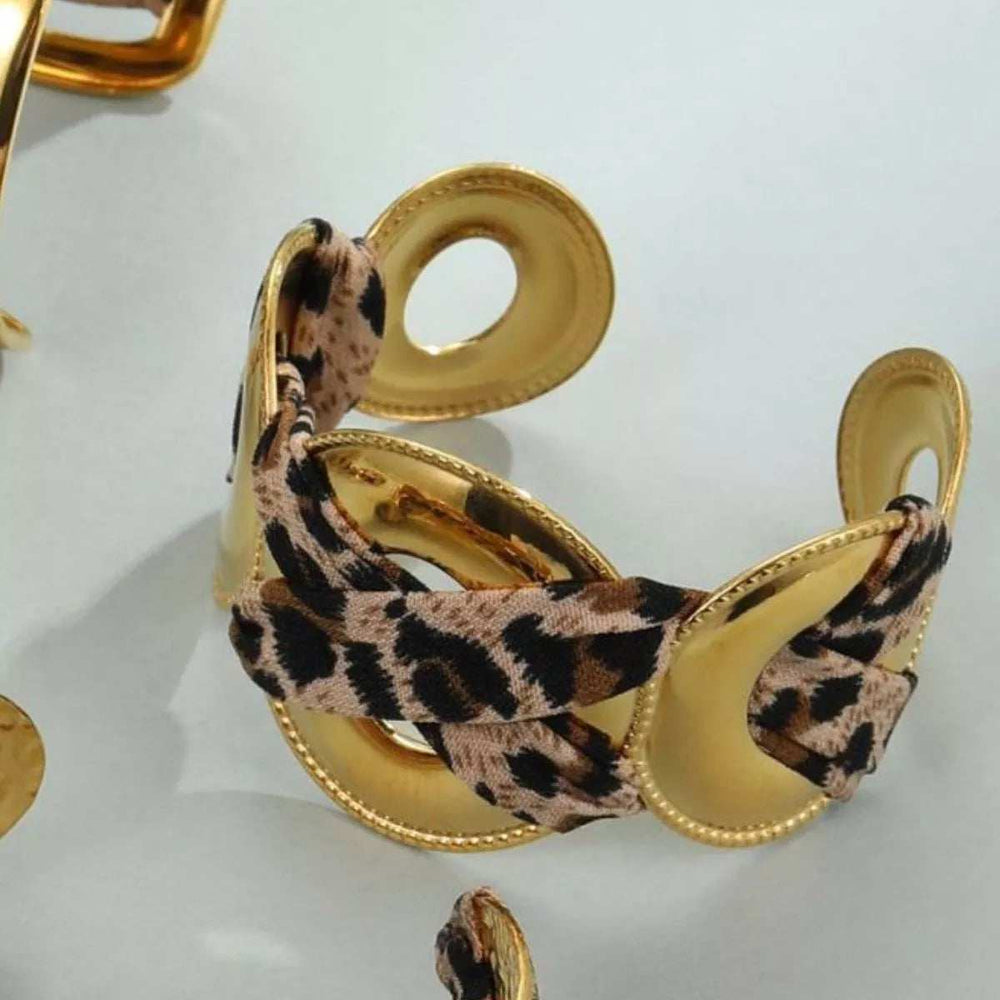 Leopard Ribbon 18K Gold-Plated Open Bracelet - Trendsi - Flyclothing LLC