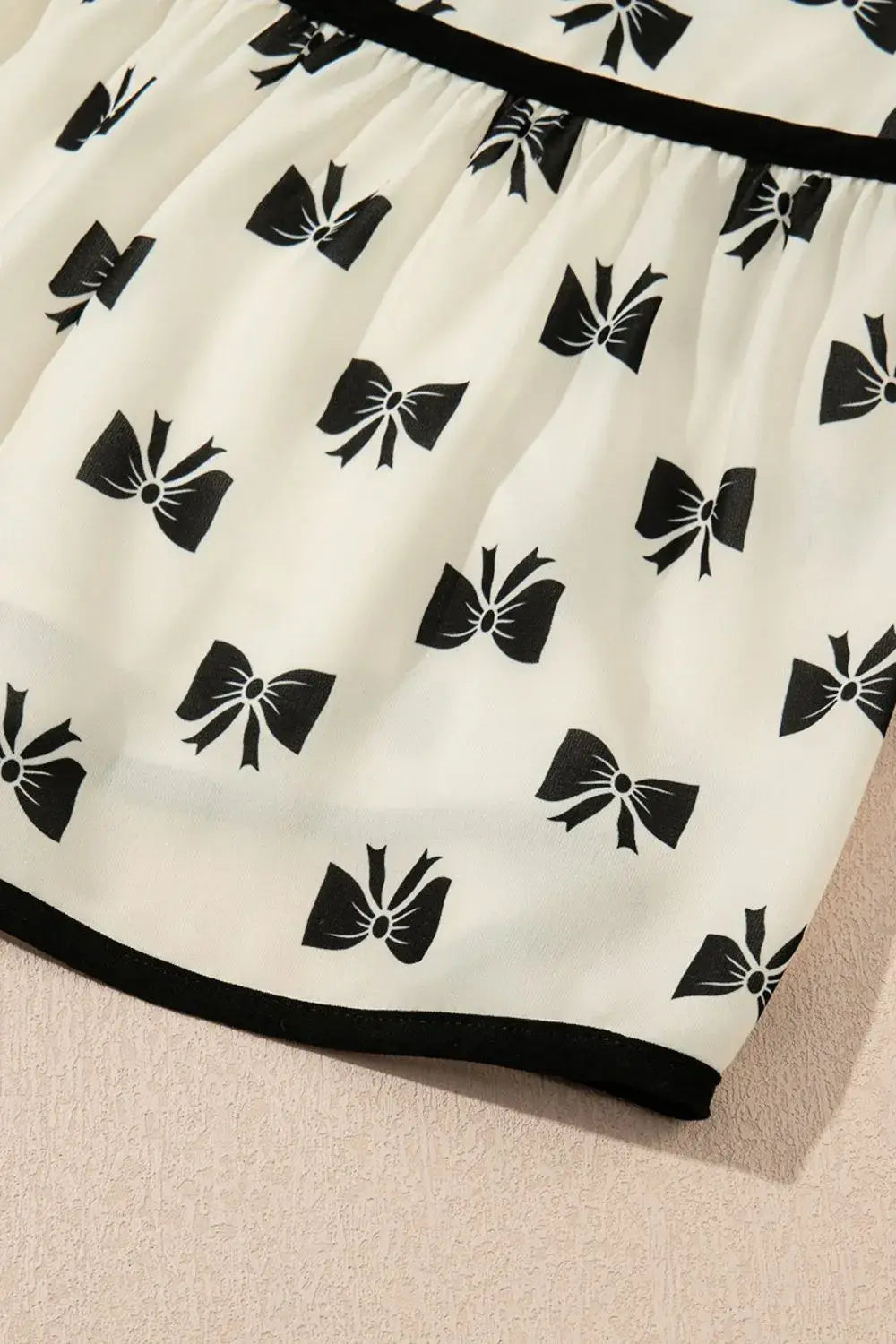 Bow Knot Color Contrast Trim Knotted Shoulder Mini Dress - Trendsi - Flyclothing LLC