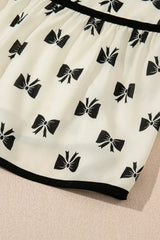 Bow Knot Color Contrast Trim Knotted Shoulder Mini Dress - Trendsi - Flyclothing LLC