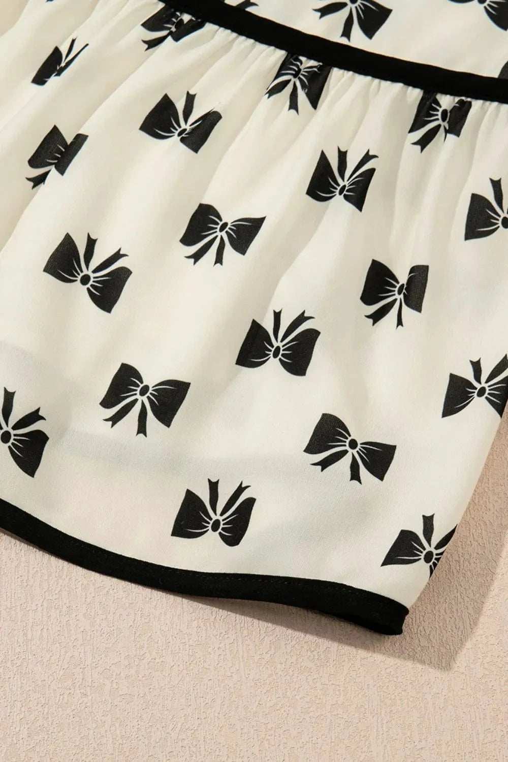 Bow Knot Color Contrast Trim Knotted Shoulder Mini Dress - Trendsi - Flyclothing LLC