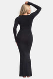 Basic Bae Built-In Shapewear Square Neck Long Sleeve Maxi Dress - Trendsi - Flyclothing LLC
