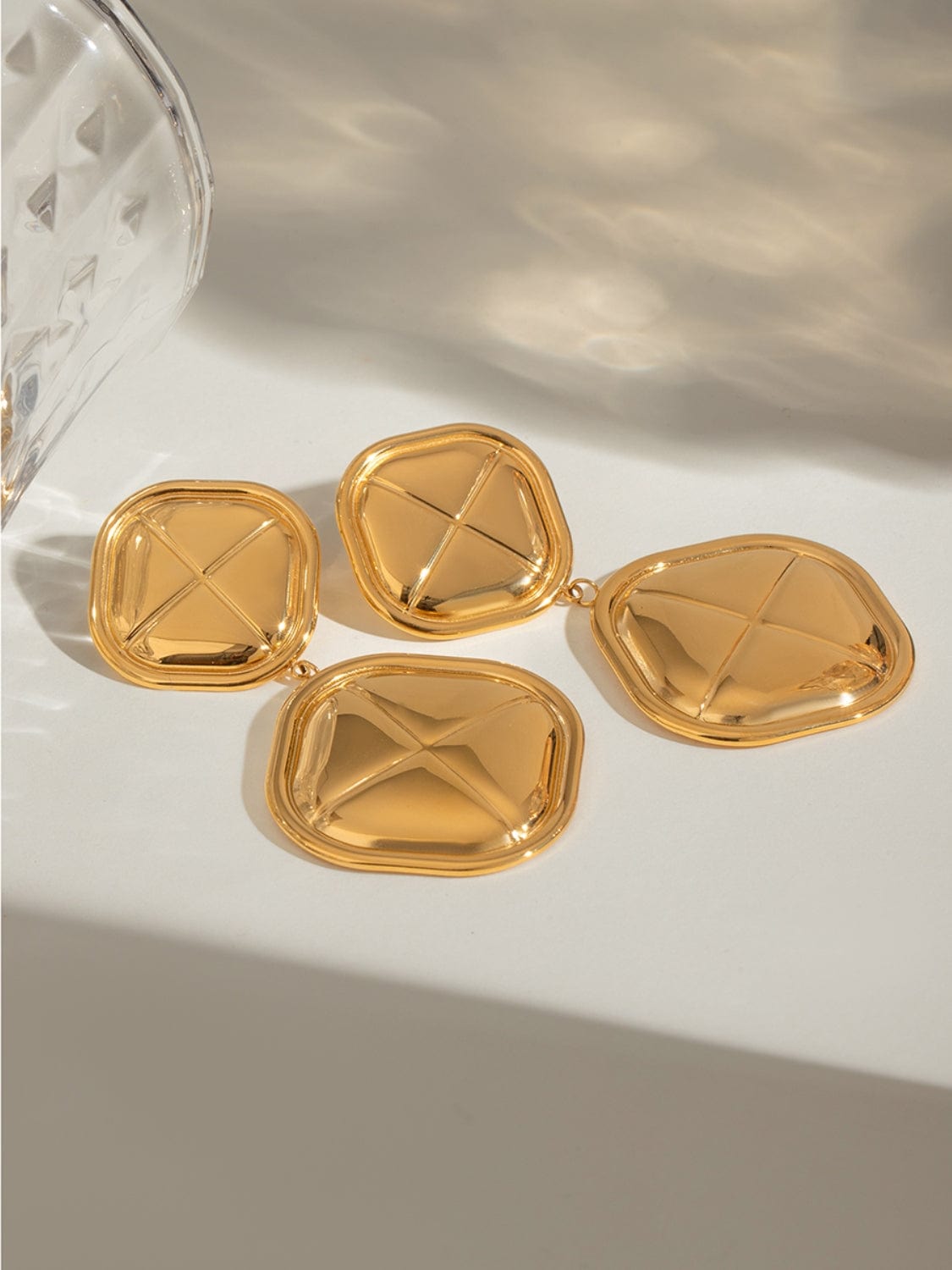 18K Gold-Plated Stainless Steel Square Earrings - Trendsi