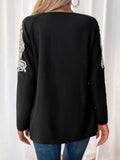 Perfee Lace Detail Quarter Zip Long Sleeve Top - Trendsi