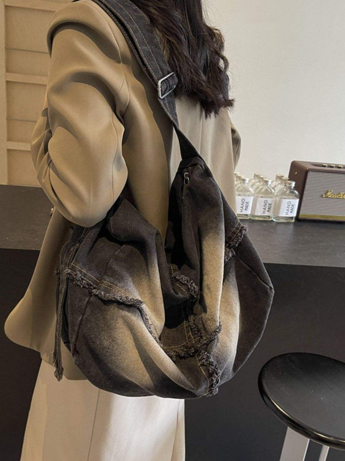 Raw Hem Gradient Crossbody Bag - Trendsi - Flyclothing LLC