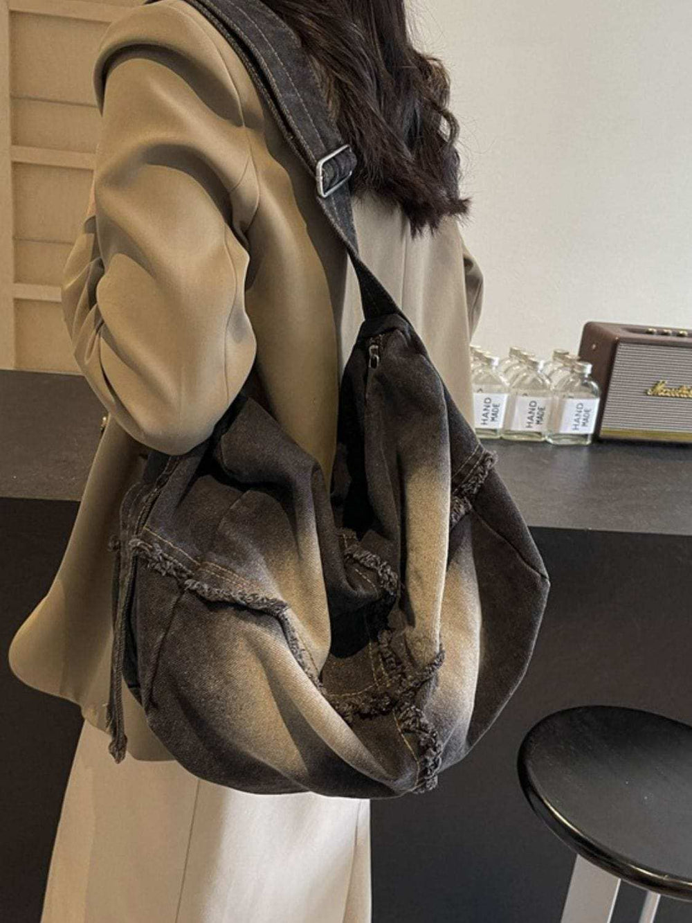 Raw Hem Gradient Crossbody Bag - Trendsi - Flyclothing LLC