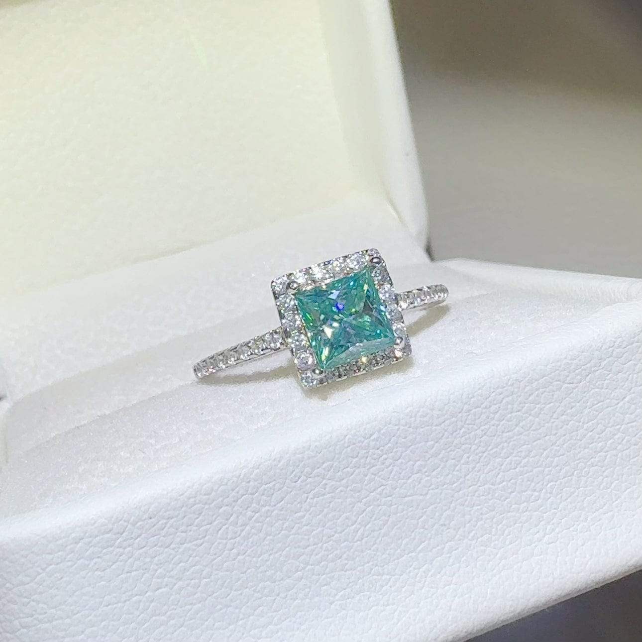 2 Carat 925 Sterling Silver Moissanite Square Shape Ring - Trendsi - Flyclothing LLC