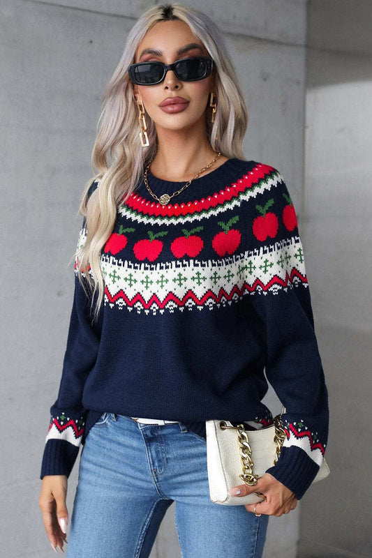 Angel Wings Graphic Round Neck Long Sleeve Sweater - Trendsi - Flyclothing LLC