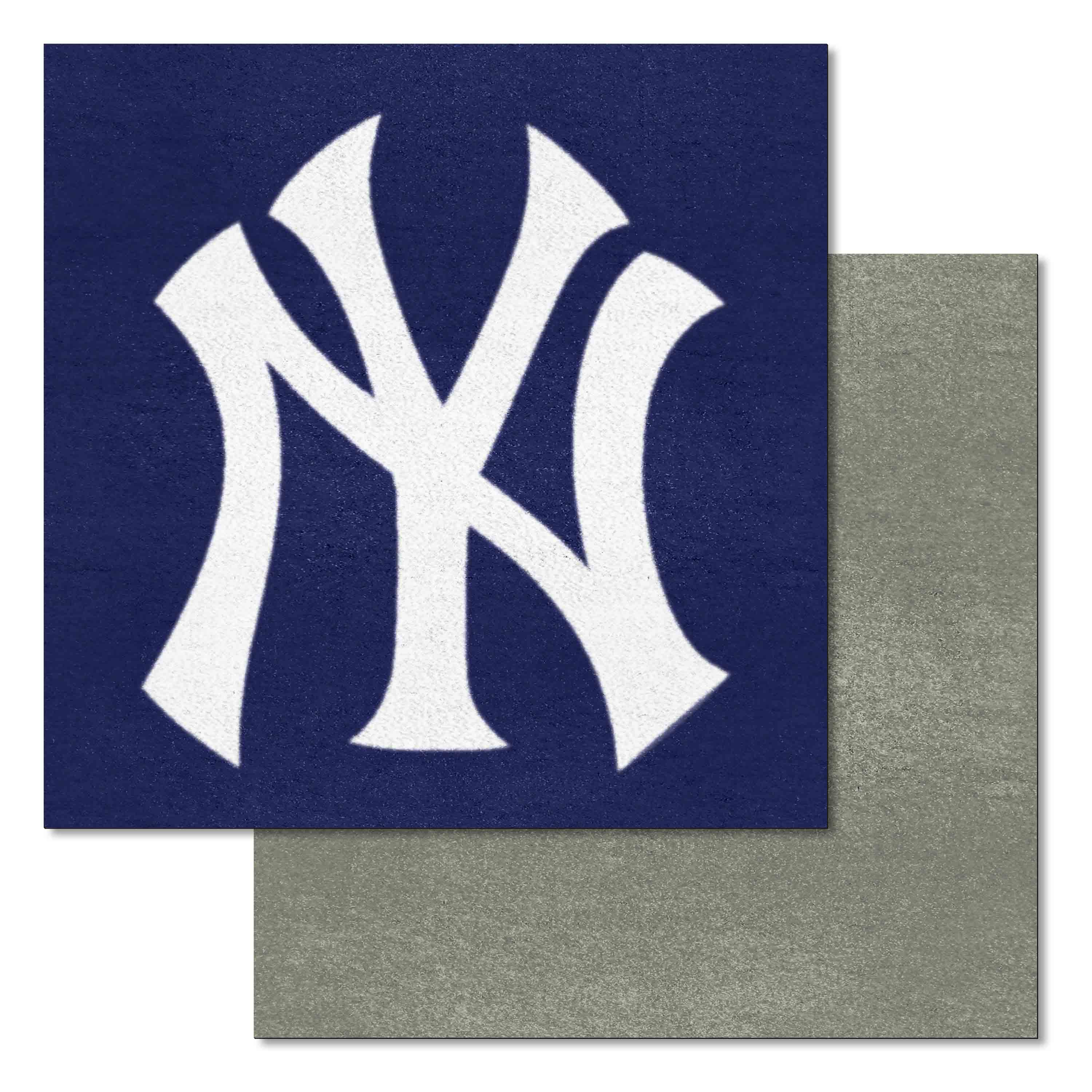 New York Yankees "NY" Hat Logo Team Carpet Tiles - 45 Sq Ft. - New York Yankees