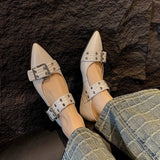 Point Toe Buckle Slip-Ons - Trendsi