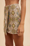 Annie Wear Ethic Woven Jacquard Wrap Mini Skirt - Trendsi