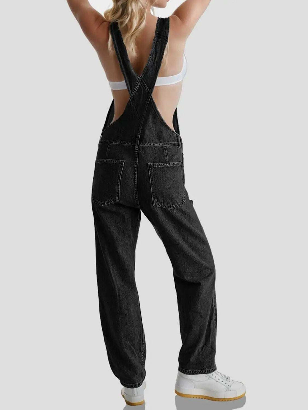 Square Neck Wide Strap Denim Overalls - Trendsi - Flyclothing LLC