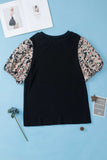 Plus Size Printed Short Sleeve Blouse - Trendsi - Flyclothing LLC