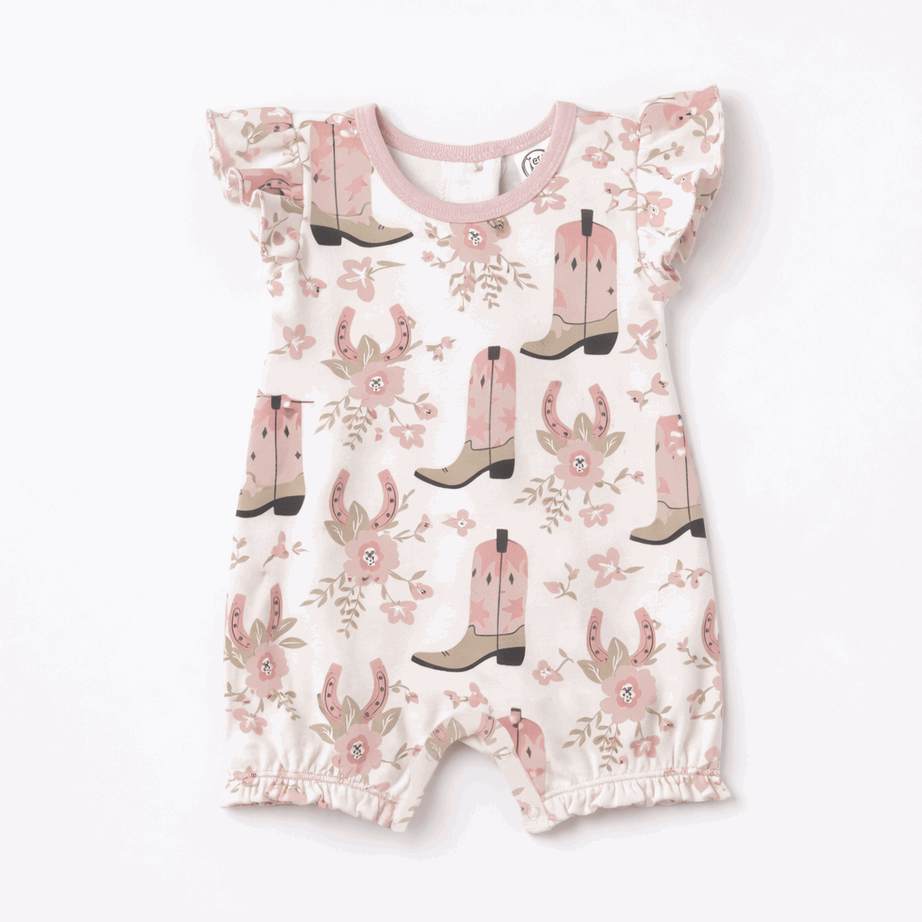 Pink Cowgirl Baby Bubble Romper – Cotton Western - Tesa Babe - Flyclothing LLC