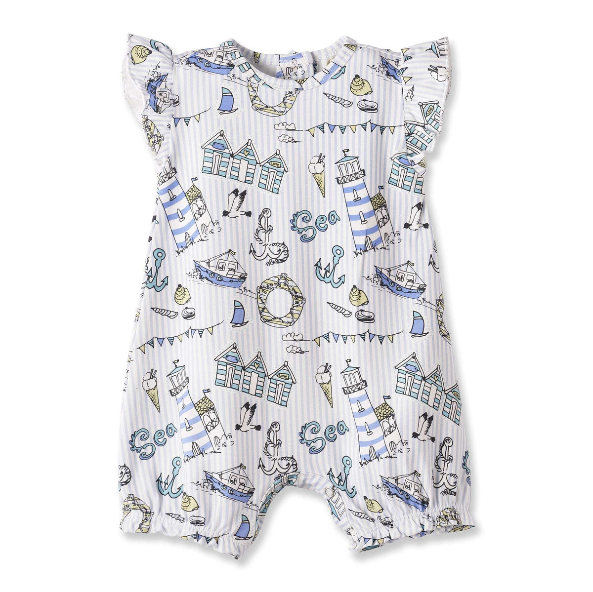 Seashore Bubble Romper – Bamboo Baby Girl Outfit - Tesa Babe - Flyclothing LLC