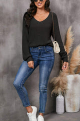 V-Neck Drop Shoulder Sweater - Trendsi - Flyclothing LLC