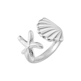 Starfish & Seashell Open Ring - Trendsi - Flyclothing LLC