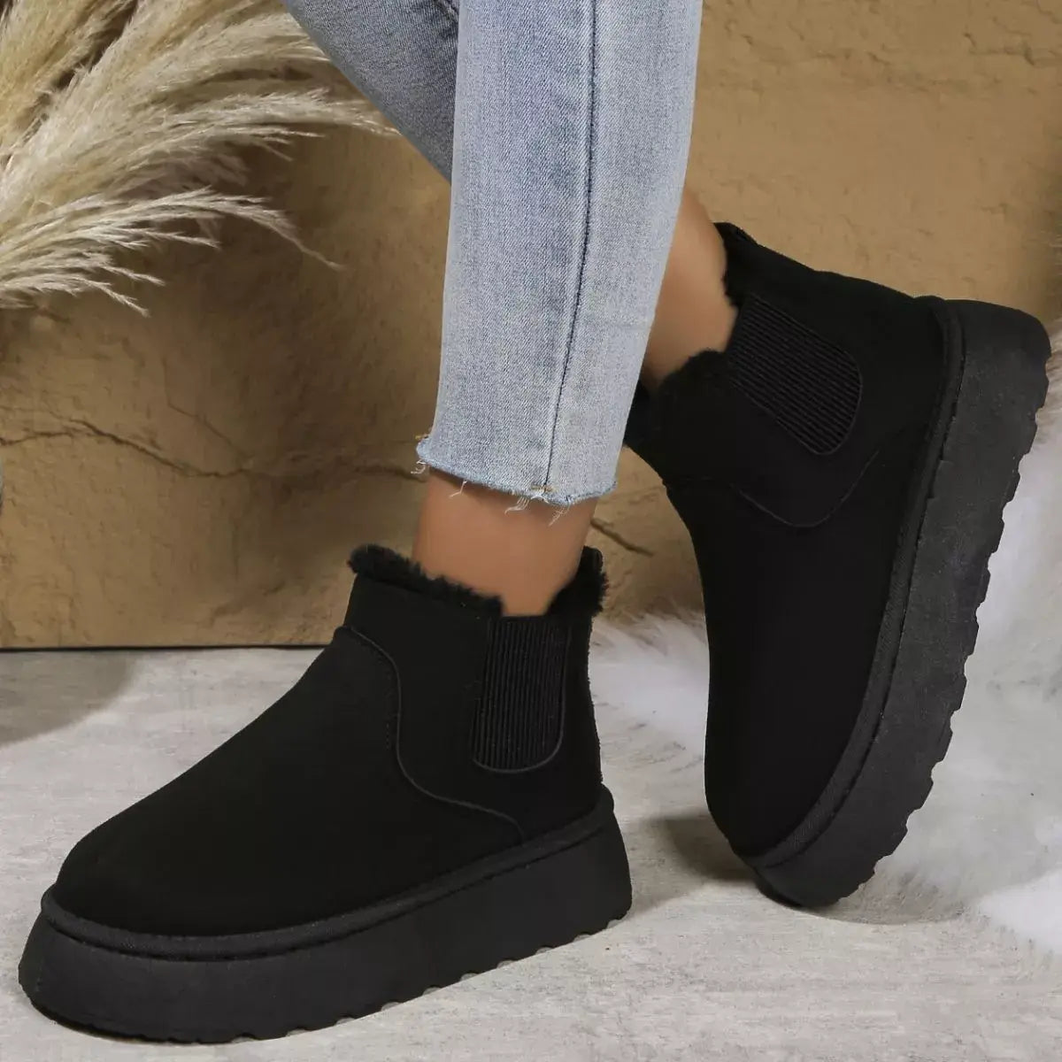 Round Toe Platform Ankle Boots - Trendsi - Flyclothing LLC