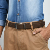Braided Brown Canvas Belt - Classy Leather Bags - Flyclothing LLC