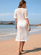 Slit Openwork Round Neck Cover-Up - Trendsi - Flyclothing LLC