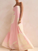 Smocked Printed Tube Maxi Dress - Trendsi - Flyclothing LLC