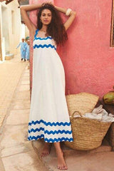 Contrast Trim Square Neck Wide Strap Dress - Trendsi - Flyclothing LLC
