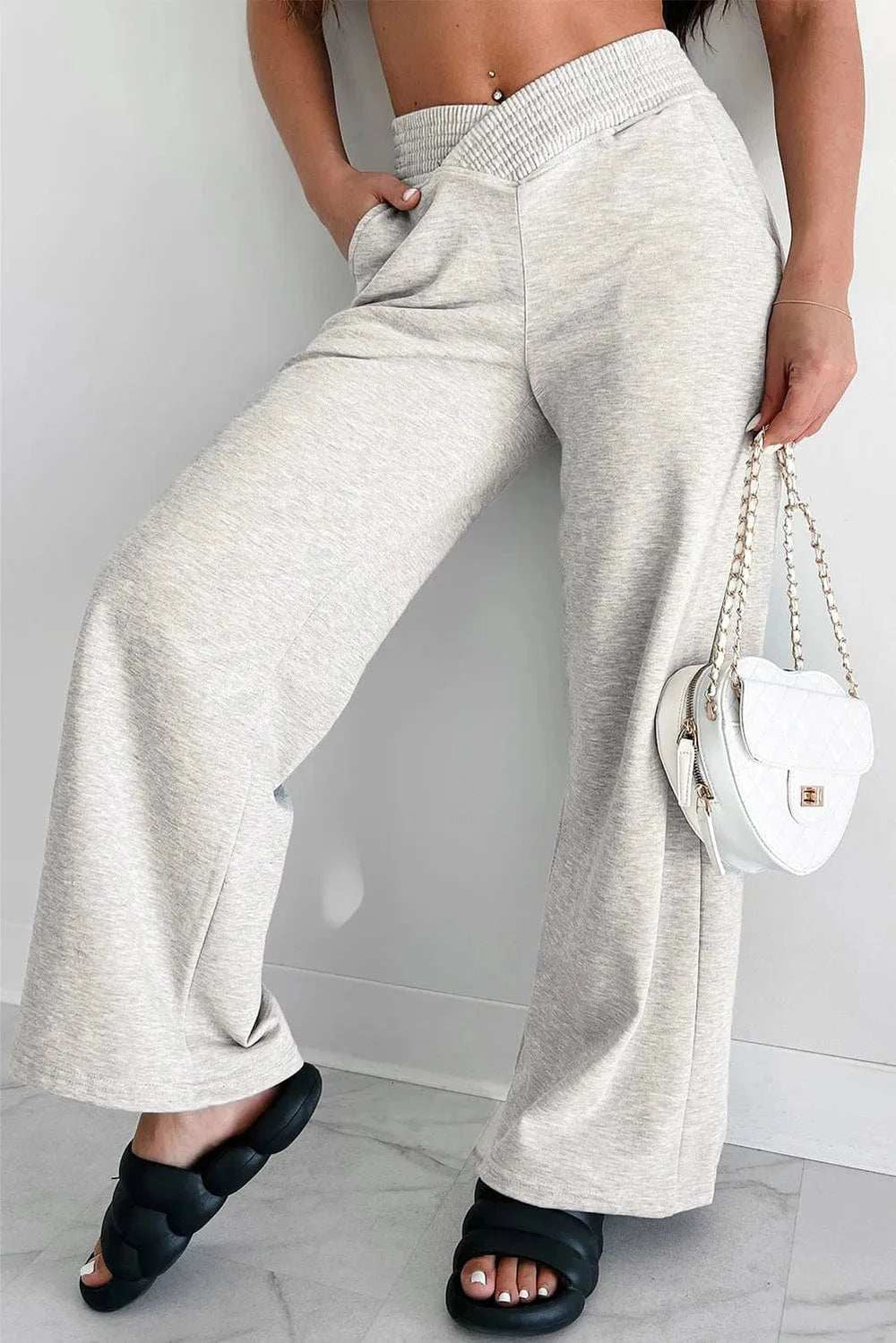 Elastic Waist Active Pants with Pockets - Trendsi - Flyclothing LLC