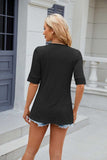 Texture Square Neck Short Sleeve Blouse - Trendsi - Flyclothing LLC