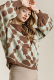 Umgee Full Size Ribbed Hem Tie Dye Round Neck Sweater Plus Size - Trendsi