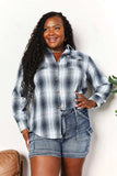 Mandy Plaid Dropped Shoulder Shirt - Trendsi - Flyclothing LLC