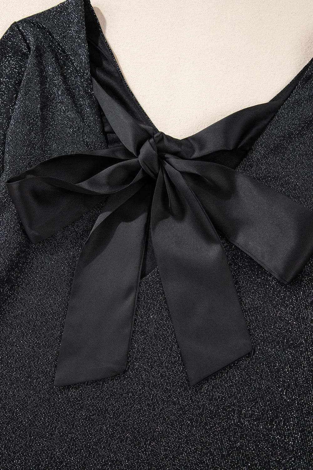 Bowknot V-Neck Long Sleeve Blouse - Trendsi - Flyclothing LLC