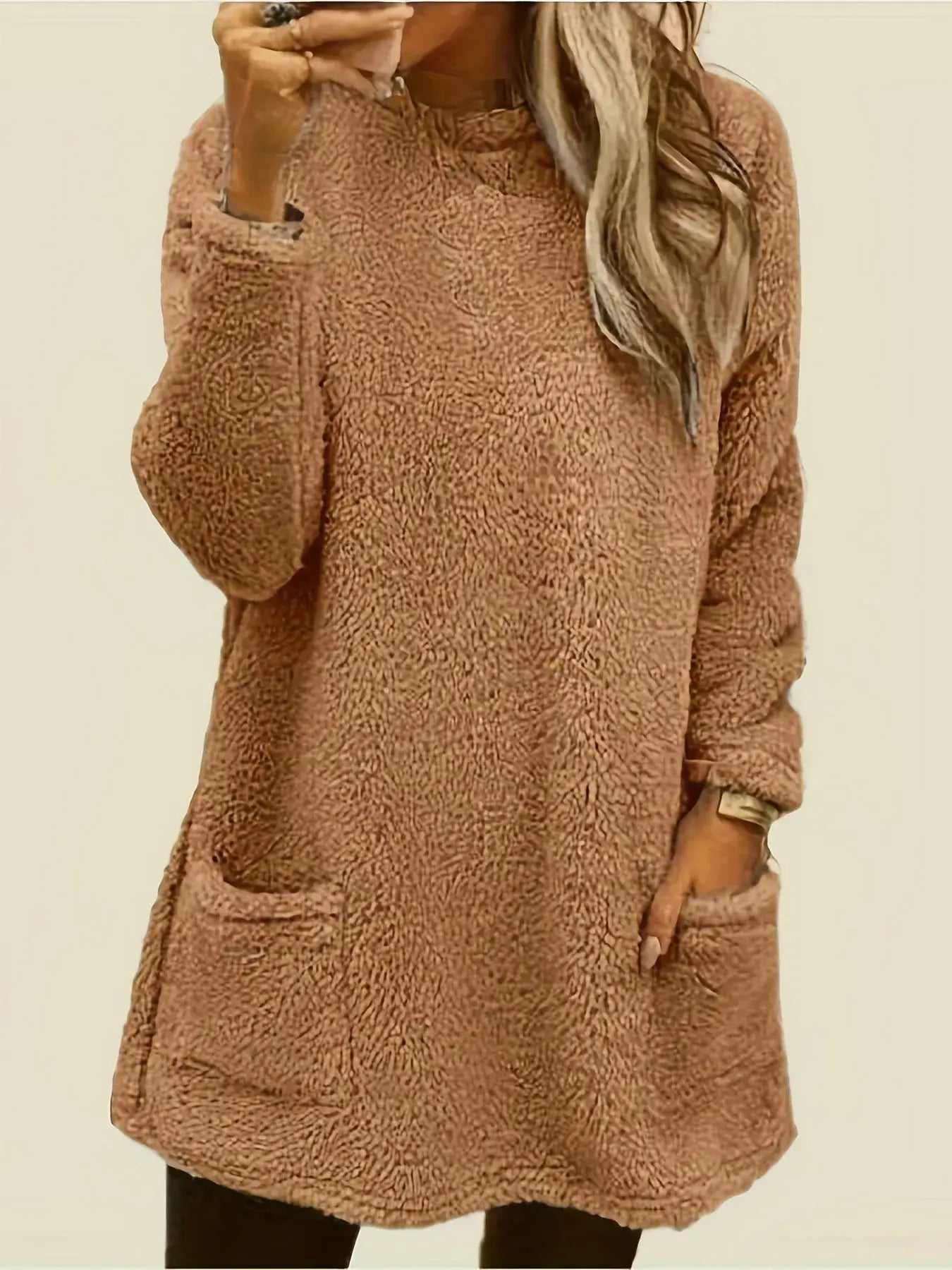 Fleece Long Sleeve Sweatshirt - Trendsi - Flyclothing LLC