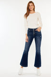 Kancan Mid Rise Button Fly Flare Jeans - Trendsi