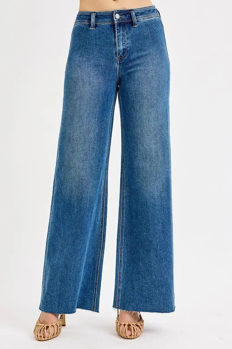 RISEN High-Waisted Wide Leg Jeans - Trendsi - Flyclothing LLC