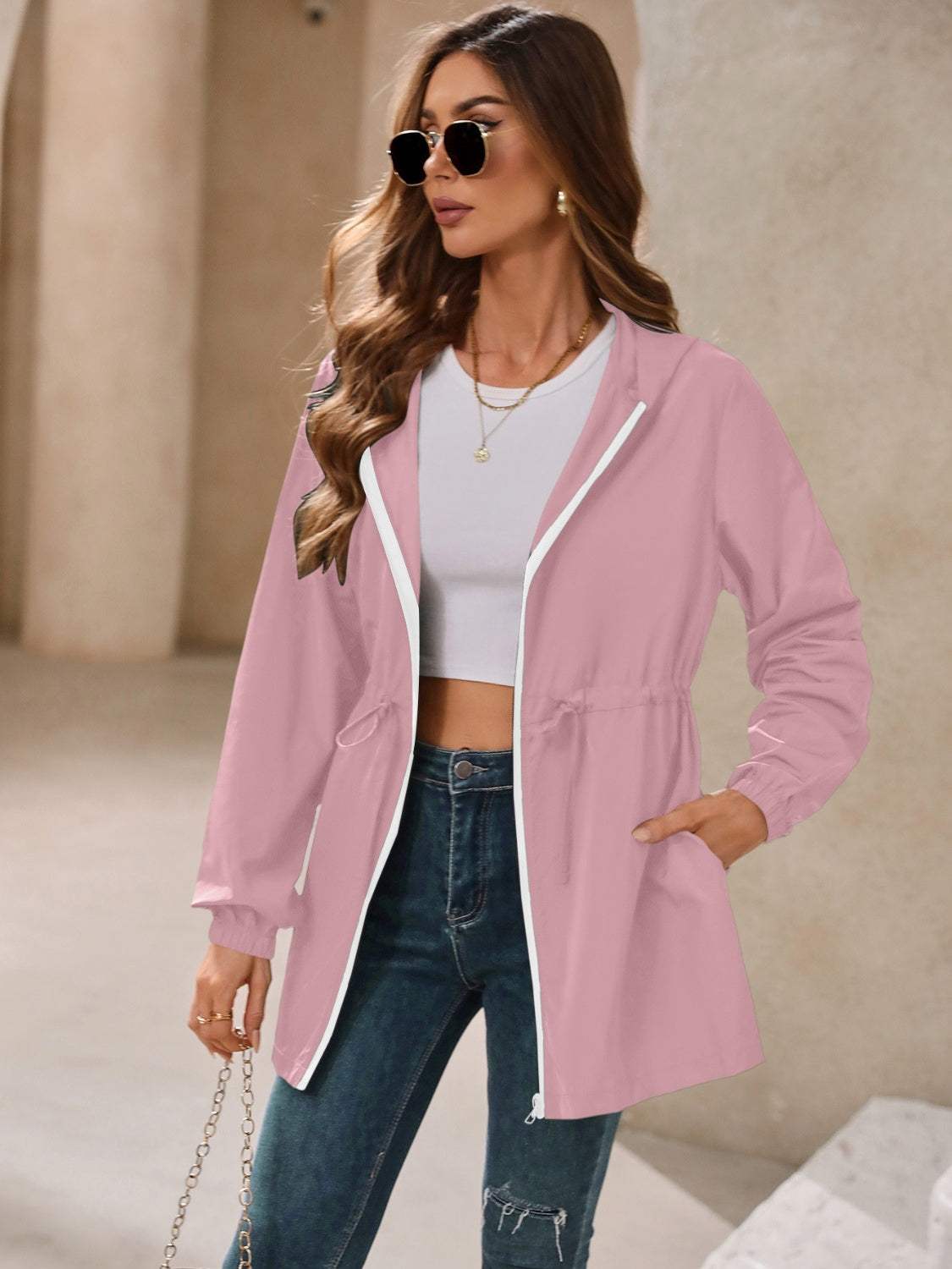 Ivy Lane Outdoor Waterproof Long Sleeve Hooded Windbreaker - Trendsi - Flyclothing LLC