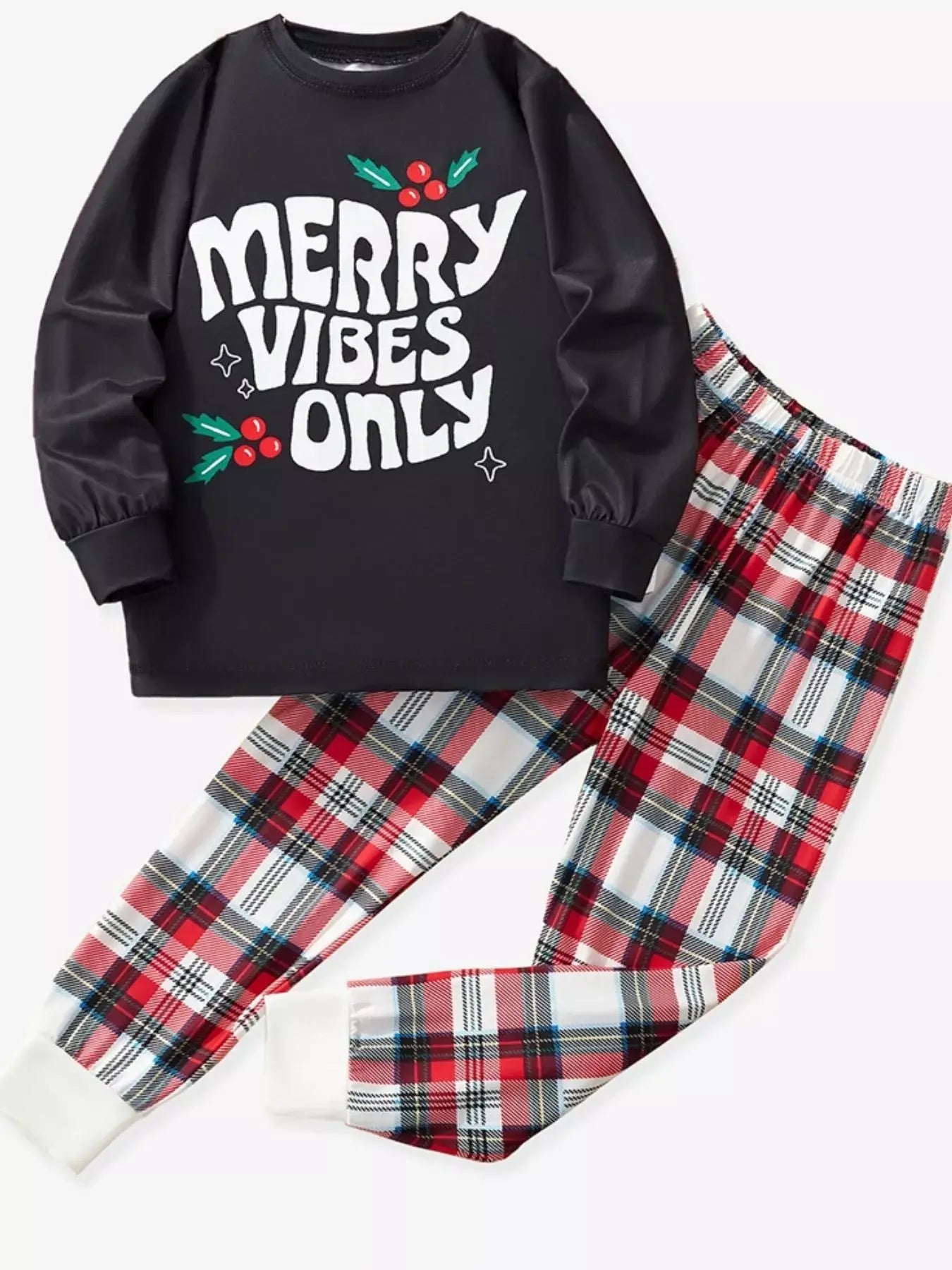 Children's Merry Vibes Only Christmas Pajama Set - Trendsi - Flyclothing LLC