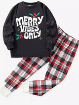 Children's Merry Vibes Only Christmas Pajama Set - Trendsi - Flyclothing LLC