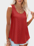 Florira Eyelet Round Neck Tank - Trendsi - Flyclothing LLC