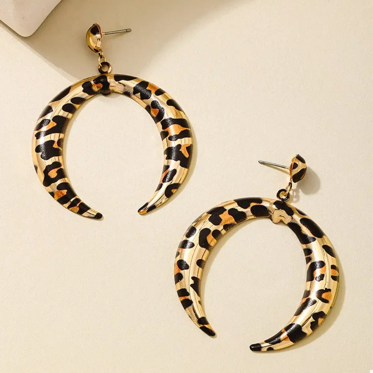 Leopard Crescent Dangle Earrings - Trendsi - Flyclothing LLC