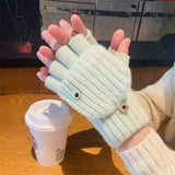 Convertible Knit Fingerless Gloves with Mitten Cover - Trendsi - Flyclothing LLC