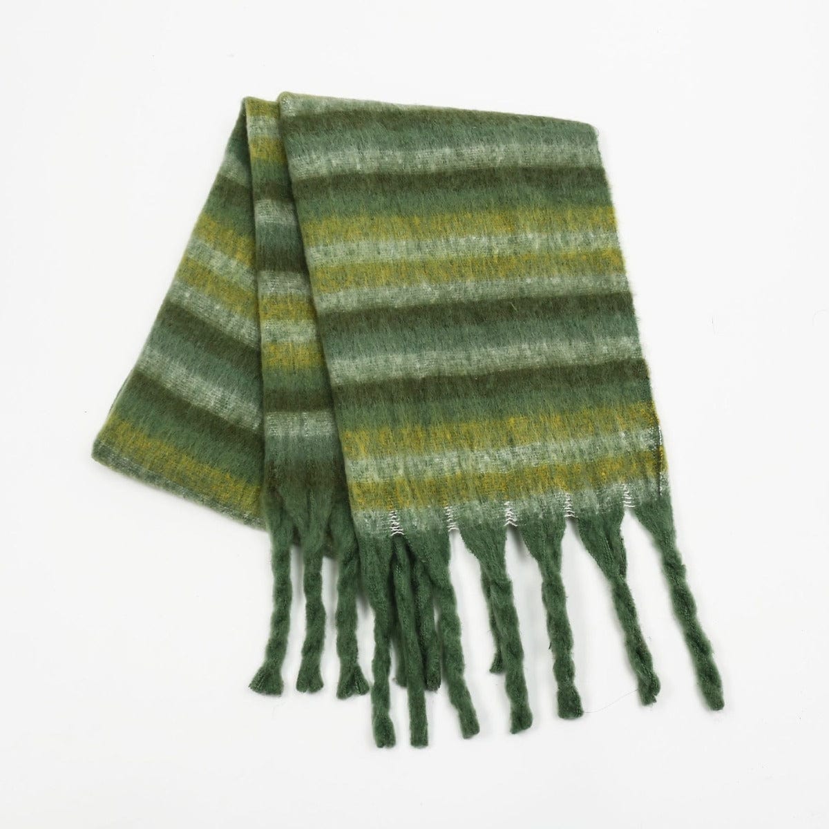 Fringe Contrast Striped Polyester Scarf - Trendsi