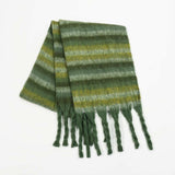 Fringe Contrast Striped Polyester Scarf - Trendsi - Flyclothing LLC