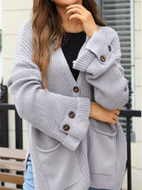Oversized Knit Button-Down Cardigan - Trendsi - Flyclothing LLC