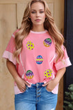 Sequined Easter Egg Short Sleeve T-Shirt - Trendsi - Flyclothing LLC
