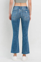 Vervet by Flying Monkey Full Size Mid Rise Distressed Cropped Flare Jeans - Trendsi - Flyclothing LLC